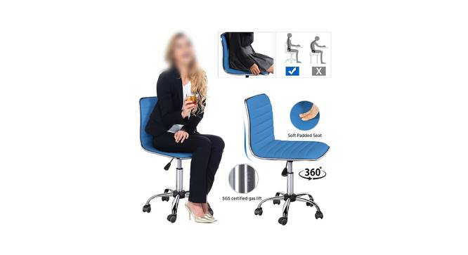 Correen Leatherette Swivel Study Chair in Blue Colour (Blue) by Urban Ladder - Cross View Design 1 - 658083