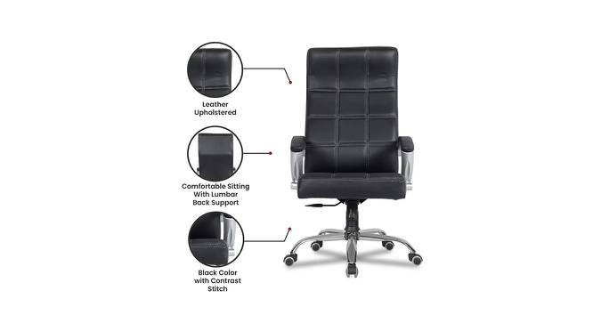 Corr Leatherette Swivel Study Chair in Black Colour (Black) by Urban Ladder - Cross View Design 1 - 658095