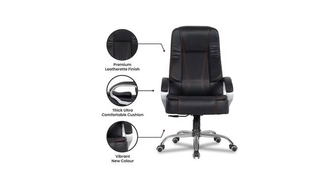 Adan Leatherette Swivel Study Chair in Black Colour (Black) by Urban Ladder - Cross View Design 1 - 658198