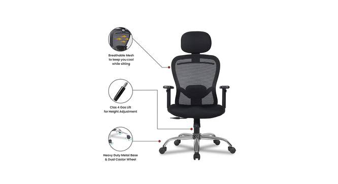 Corre Net Swivel Study Chair in Black Colour (Black) by Urban Ladder - Cross View Design 1 - 658272