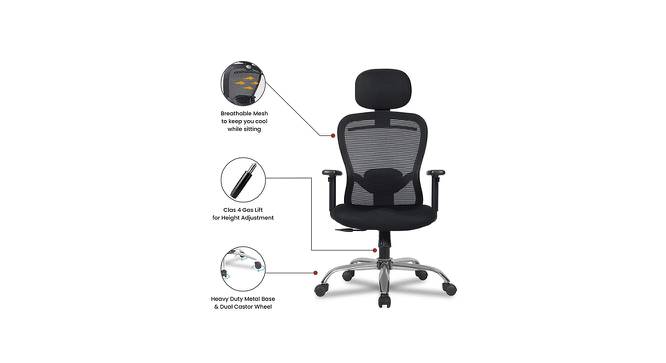 Gabriel Net Swivel Study Chair in Black Colour (Black) by Urban Ladder - Cross View Design 1 - 658274