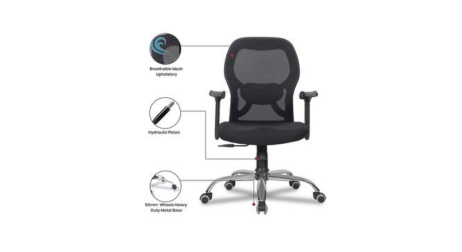Zen Net Swivel Study Chair in Black Colour (Black) by Urban Ladder - Cross View Design 1 - 658286