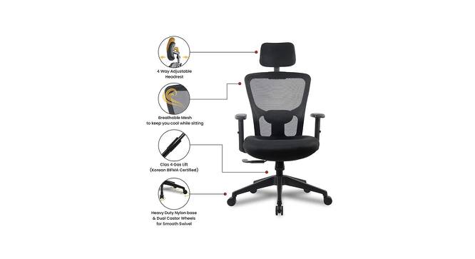 Ergonomic Net Swivel Study Chair in Black Colour (Black) by Urban Ladder - Cross View Design 1 - 658287