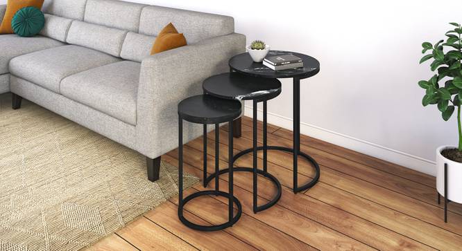 Livingston Metal Nesting Table in Black Finish - Set of 3 (Black Finish) by Urban Ladder - Front View - 