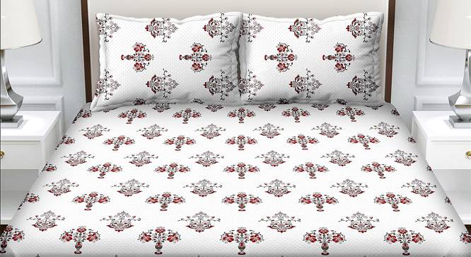 Orion Red Floral 180 TC Fabric King Size Bedsheets With Count of  2 Pillow Covers (Red, King Size) by Urban Ladder - Front View Design 1 - 660179