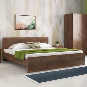Beds With Mattress Design Zoey Non Storage Bed With Simplywud Essential Foam Mattress (King Bed Size, Classic Walnut Finish)