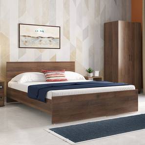Beds With Mattress Design Zoey Non Storage Bed With Simplywud Essential Foam Mattress (Queen Bed Size, Classic Walnut Finish)