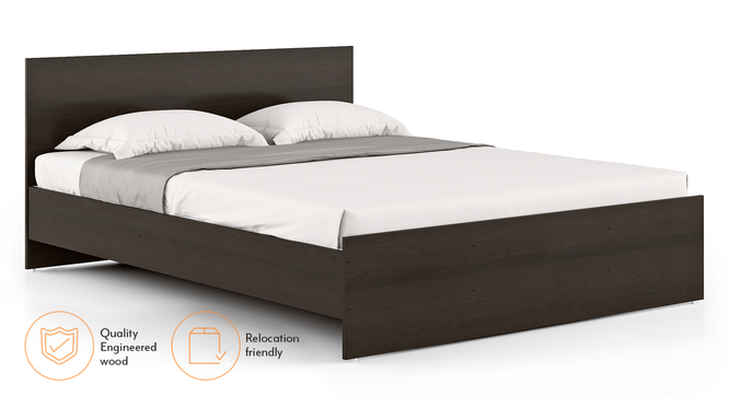 Zoey Non Storage Bed With Simplywud Essential Foam Mattress (Queen Bed Size, Dark Wenge Finish) by Urban Ladder - Design 1 Side View - 661568