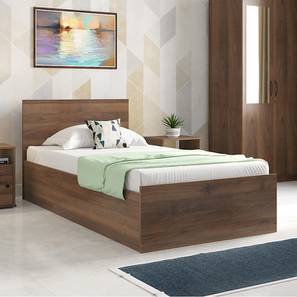 Double Bed Design Zoey Storage Bed With Simplywud Essential Foam Mattress (Single Bed Size, Classic Walnut Finish)