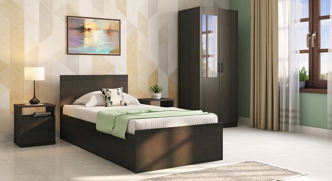 Zoey Storage Bed With Simplywud Essential Foam Mattress (Single Bed Size, Dark Wenge Finish) by Urban Ladder - Full View - 661595