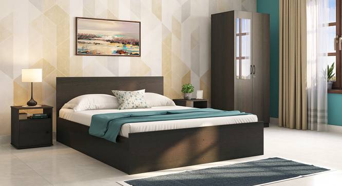 Zoey Storage Bed With Simplywud Essential Foam Mattress (King Bed Size, Dark Wenge Finish) by Urban Ladder - Full View - 661625