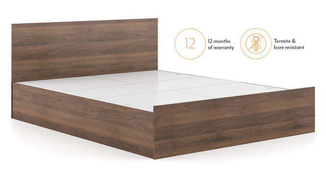 Zoey Storage Bed With Simplywud Essential Foam Mattress (Queen Bed Size, Classic Walnut Finish) by Urban Ladder - Ground View Design 1 - 661656