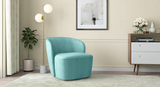 Portia Fabric Accent Chair (Icy Turquoise) by Urban Ladder - Front View - 