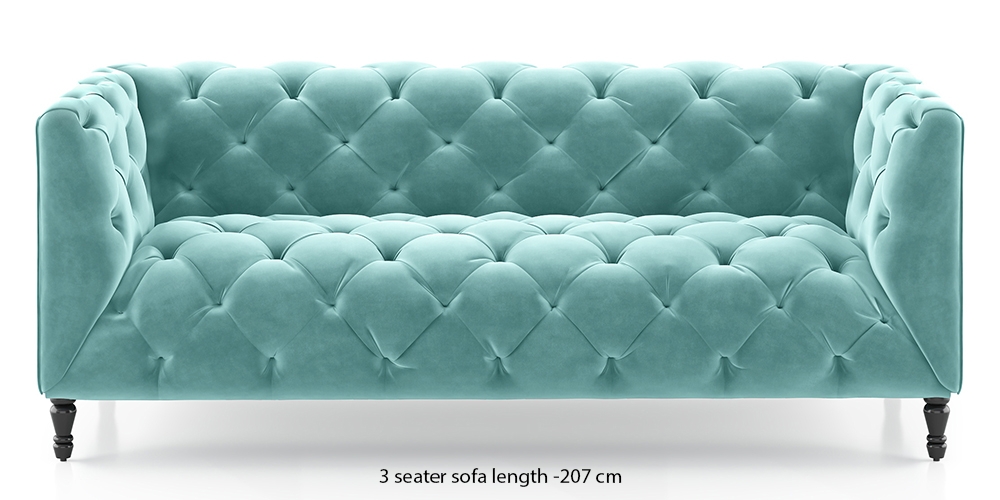 Henrietta Fabric Sofa (Icy Turquoise) by Urban Ladder - - 