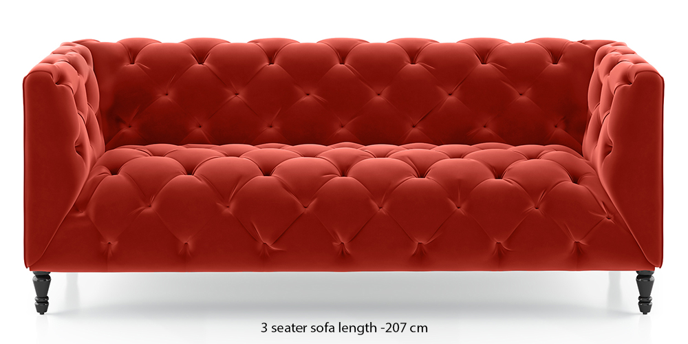Henrietta Fabric Sofa - Tuscan Red (2-seater Custom Set - Sofas, None Standard Set - Sofas, Fabric Sofa Material, Regular Sofa Size, Regular Sofa Type, Tuscan Red) by Urban Ladder - - 662293