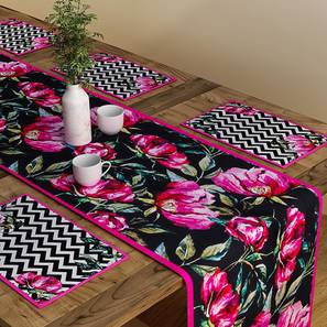 Carpets And Rugs In Goa Design Black Floral Polyester Table Runner