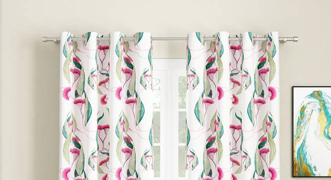 Nina Set of 2 Floral Long Door Curtains-Pink (Pink, Eyelet Pleat) by Urban Ladder - Front View Design 1 - 662979