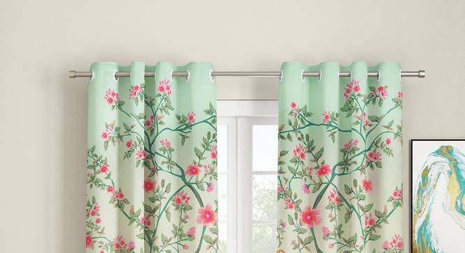 Octavia Set of 2 Floral Long Door Curtains-Pink (Pink, Eyelet Pleat) by Urban Ladder - Front View Design 1 - 662984