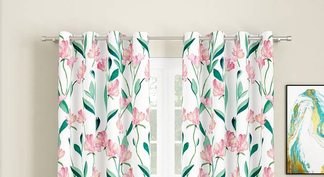 Noemie Set of 2 Floral Long Door Curtains-Green (Green, Eyelet Pleat) by Urban Ladder - Front View Design 1 - 663076