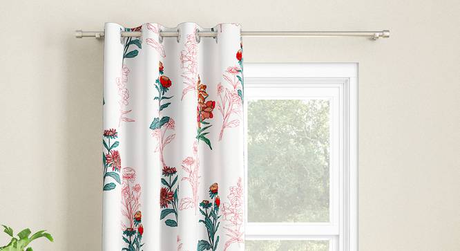 Roxanne Single Floral Long Door Curtain-Green (Green, Eyelet Pleat) by Urban Ladder - Front View Design 1 - 663116