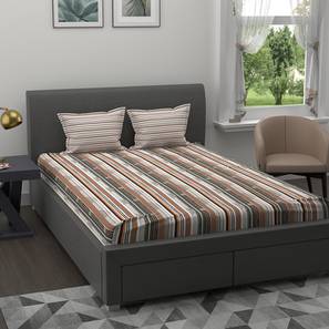 Home Decor In Navi Mumbai Design Geo Crush Brown Geometrics 120 TC Cotton Double Size Bedsheet with 2 Pillow Covers