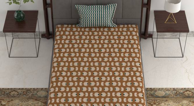 Scarlett Mustard Floral 120 TC Fabric Single Size Bedsheets With Count of 1 Pillow Cover (Single Size, Twig Mustard) by Urban Ladder - Front View Design 1 - 663472