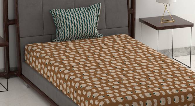 Scarlett Mustard Floral 120 TC Fabric Single Size Bedsheets With Count of 1 Pillow Cover (Single Size, Twig Mustard) by Urban Ladder - Design 1 Side View - 663480