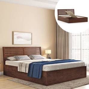 King Size Bed Design Vermont Solid Wood King Size Box Storage Bed in Dark Walnut Finish