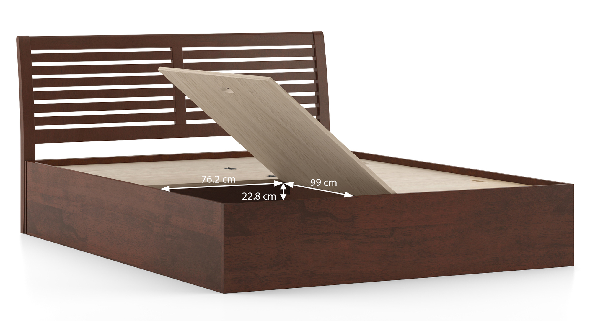 Vermont Solid Wood Queen Size Box Storage Bed in Dark Walnut Finish