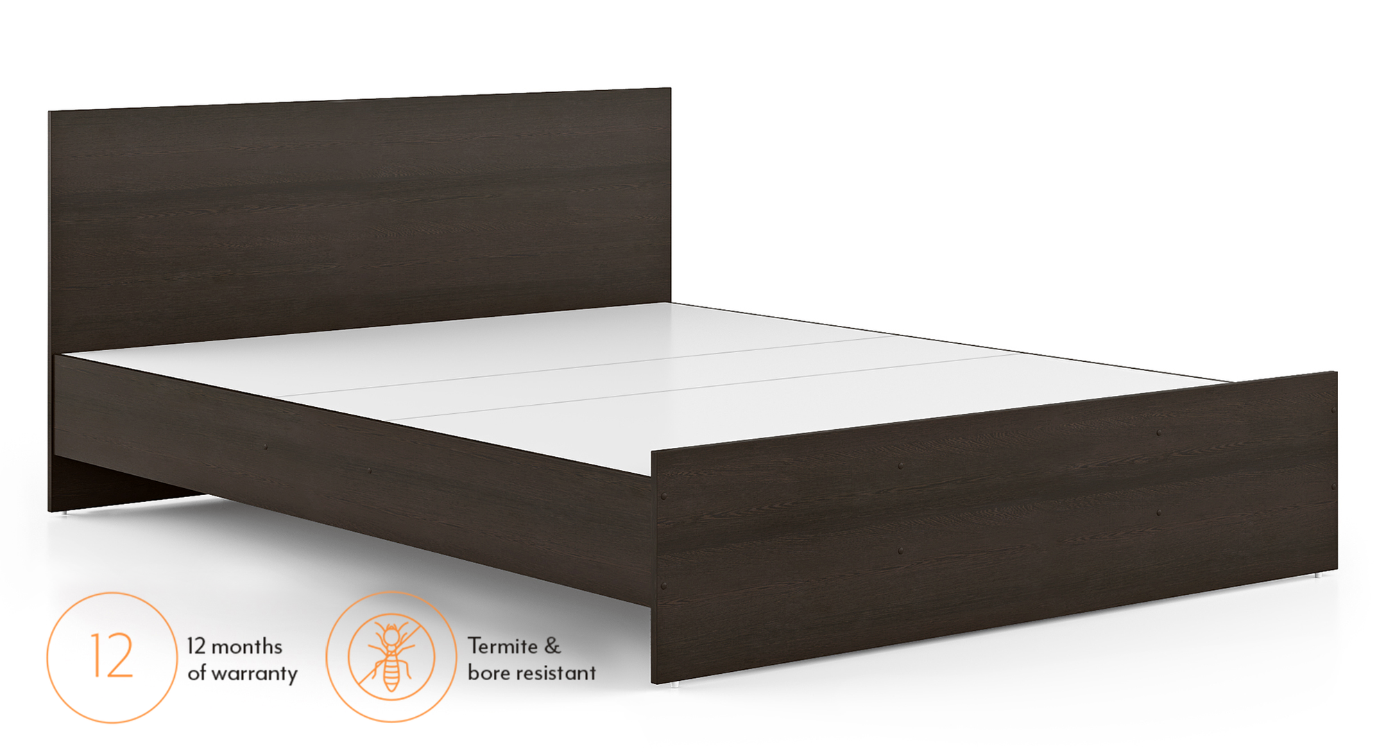 Zoey Engineered Wood Queen Size Bed in Classic Walnut Finish Urban Ladder