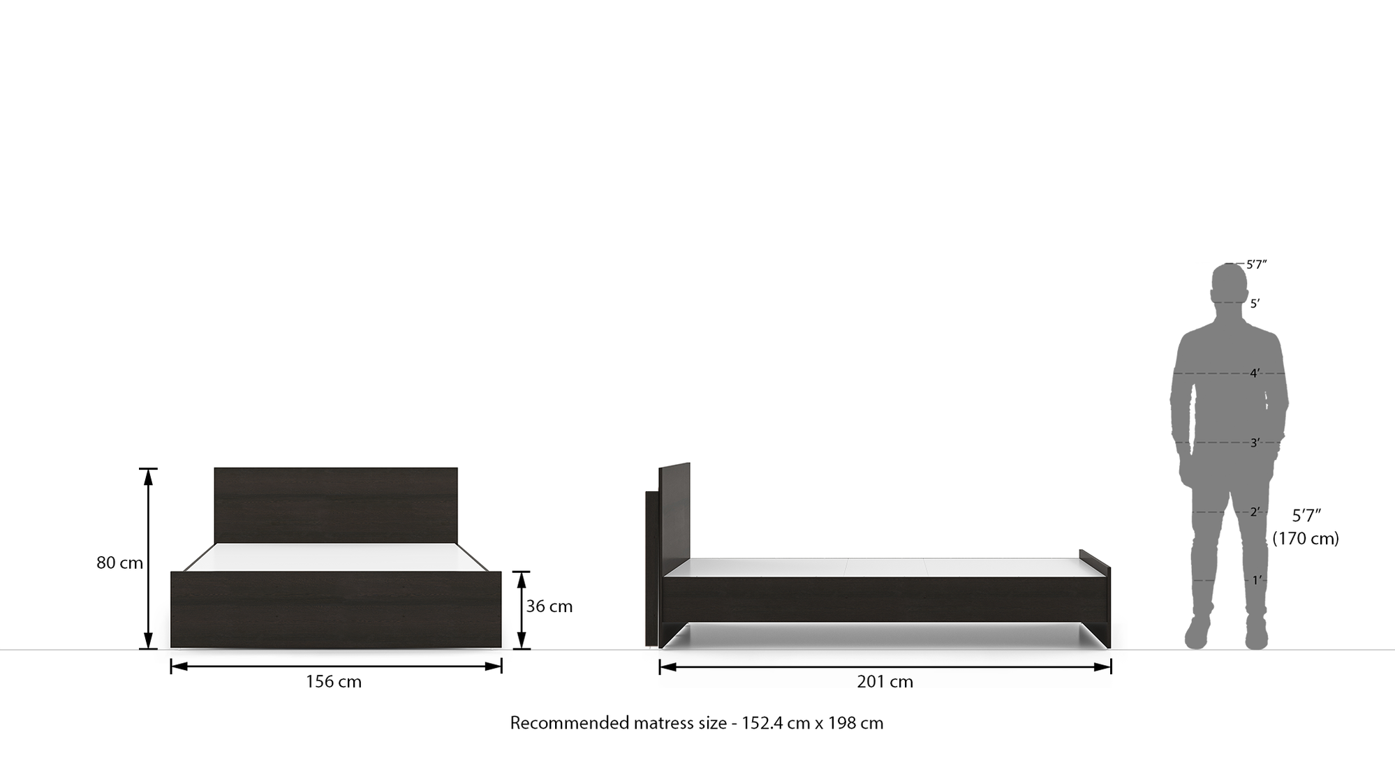 Zoey Engineered Wood Queen Size Bed in Classic Walnut Finish Urban Ladder