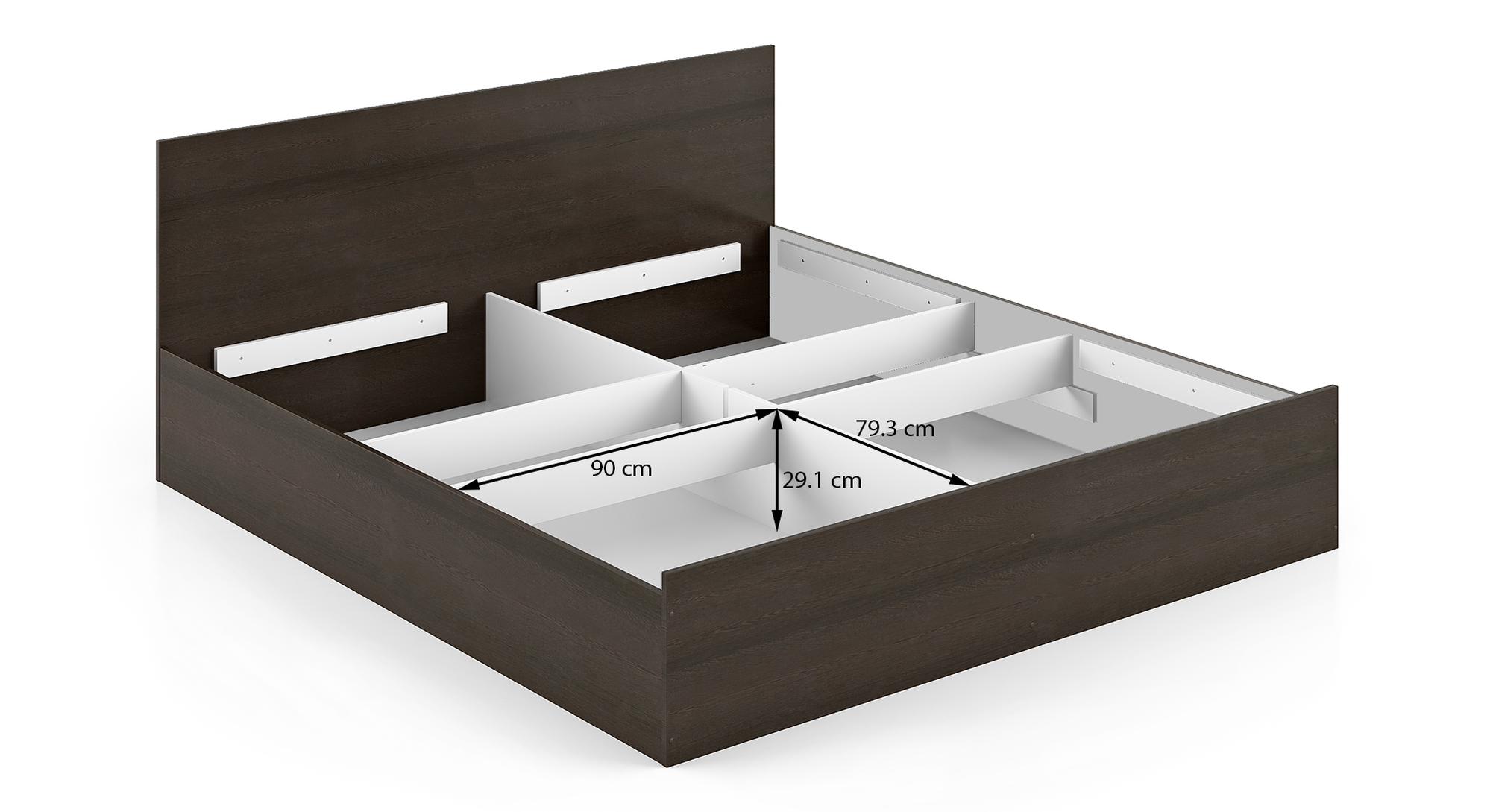 Zoey Engineered Wood King Size Box Storage Bed in Classic Walnut Finish