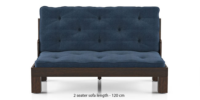 Faria Wooden Sofa (Midnight Indigo Blue) (2-seater Custom Set - Sofas, None Standard Set - Sofas, Regular Sofa Size, Regular Sofa Type, Midnight Indigo Blue, Solid_Wood Sofa Material)