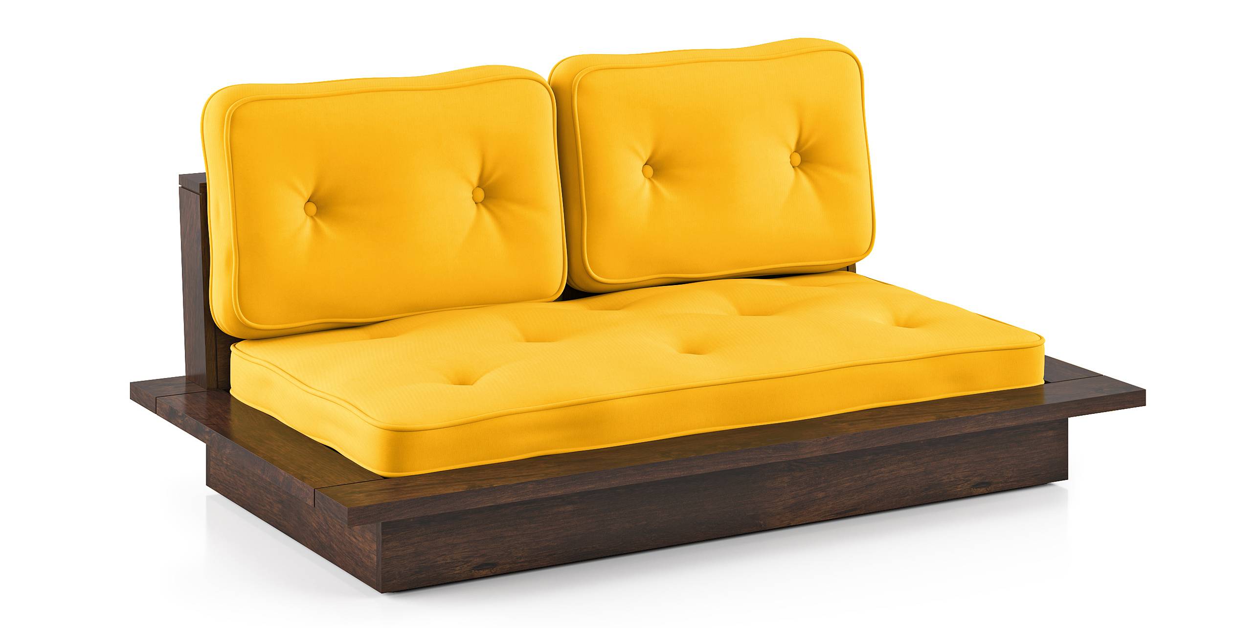 Ankara Wooden Sofa (Teal Blue) Urban Ladder