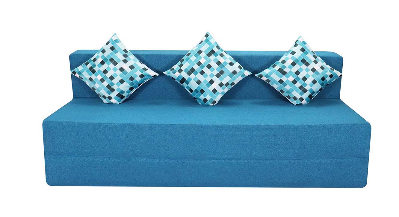 Lulu 3 Seater Fold Out Sofa cum Bed In Blue Colour Urban Ladder