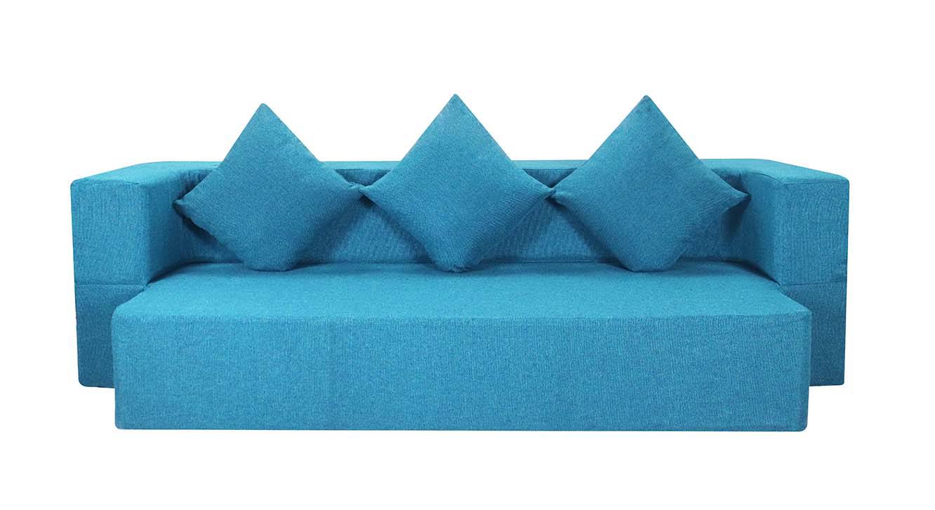 Eloise 3 Seater Fold Out Sofa cum Bed In Blue Colour Urban Ladder