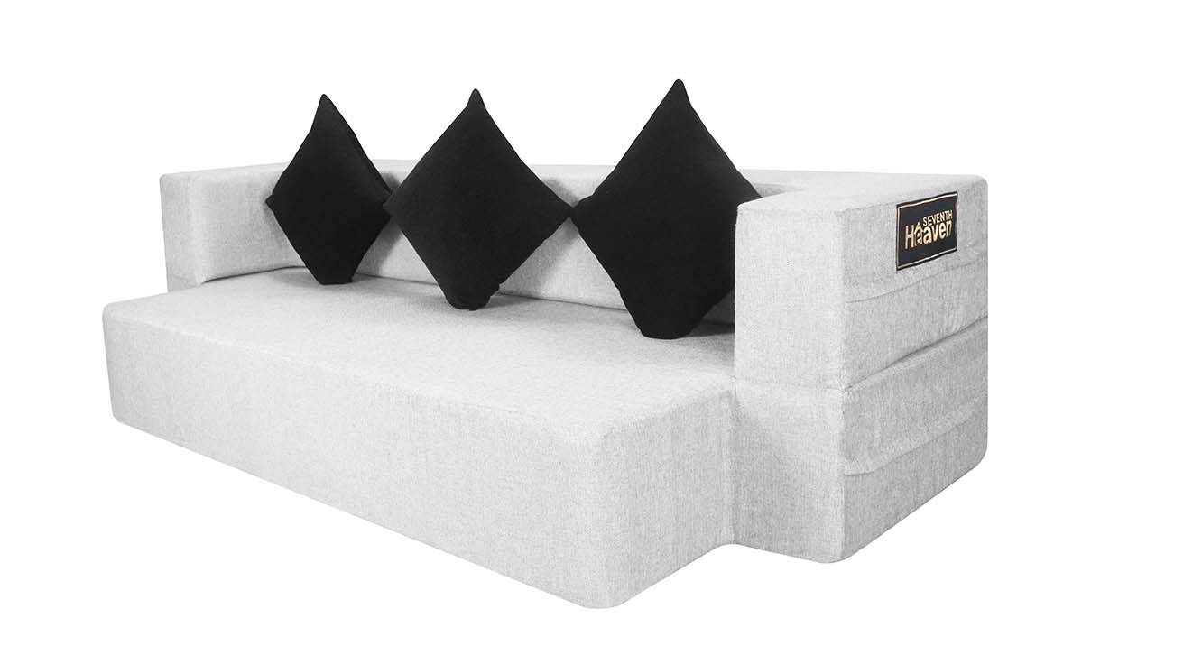 Finley 3 Seater Fold Out Sofa cum Bed In Light Grey Colour Urban Ladder
