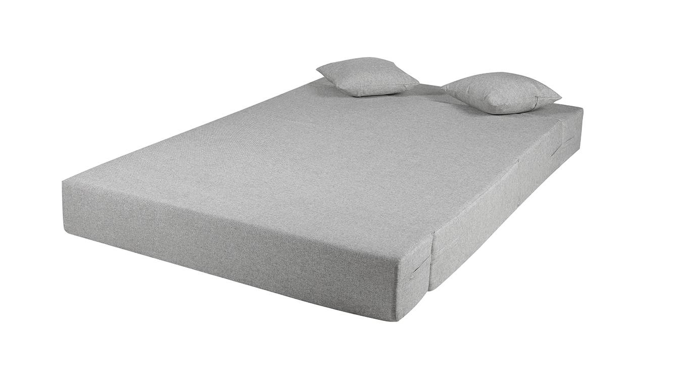 Perla 2 Seater Fold Out Sofa cum Bed In Light Grey Colour Urban Ladder