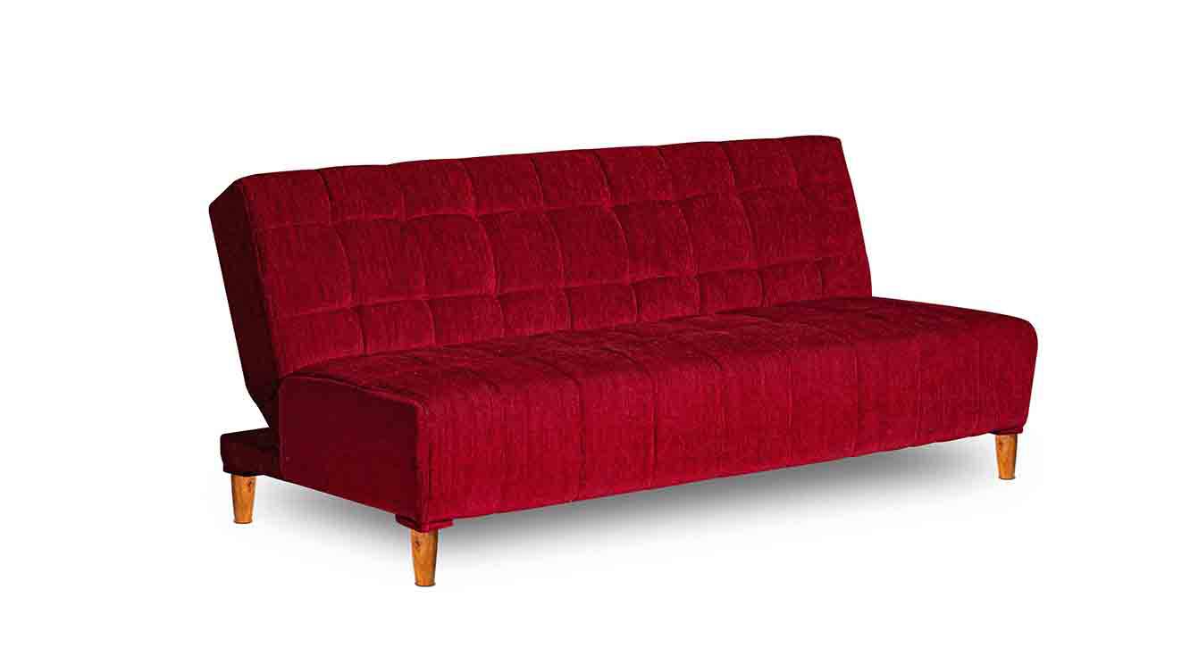 Brooklyn 4 Seater Click Clack Sofa cum Bed In Maroon Colour Urban Ladder