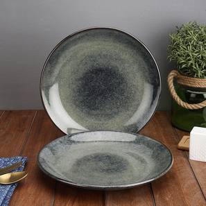 Dining Furniture In Thrissur Design Daisy Grey Ceramic 11 inches Dinner Plate Set of 2 (Grey)