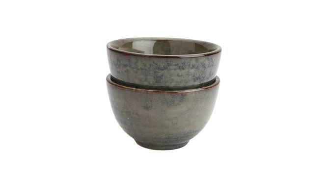 Della Grey Ceramic Dinner Bowls Set of 2 (Grey) by Urban Ladder - Design 1 Side View - 665756