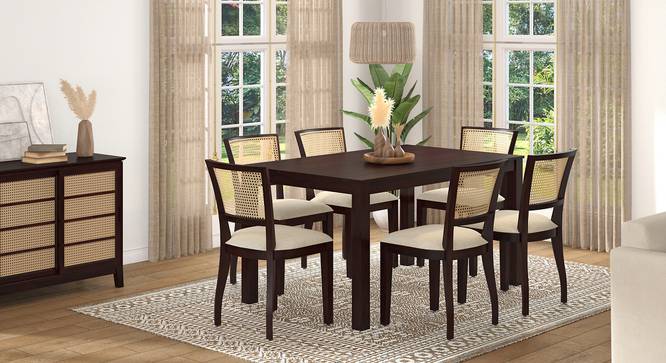 Argiro cane chair - set of 2 (Mahogany Finish, Macadamia Brown) by Urban Ladder - Front View Design 1 - 666245
