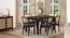 Argiro cane chair - set of 2 (Mahogany Finish, Night Blue Velvet) by Urban Ladder - Front View Design 1 - 666246