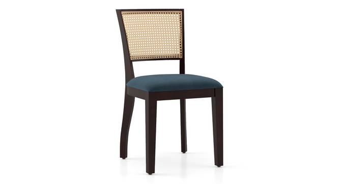 Argiro cane chair - set of 2 (Mahogany Finish, Night Blue Velvet) by Urban Ladder - Design 1 Side View - 666251