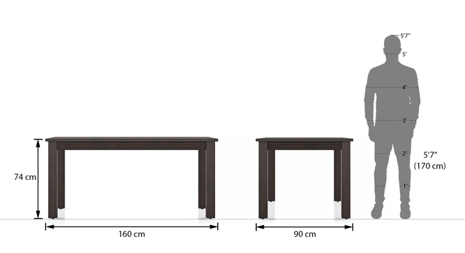Average size of a 6 seater outlet dining table