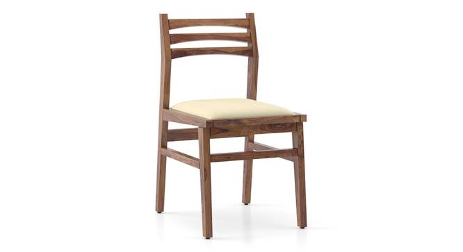 Leon Solid Dining Chair - Set of 2 (Teak Finish, Camilla Ivory) by Urban Ladder - Design 1 Side View - 666435