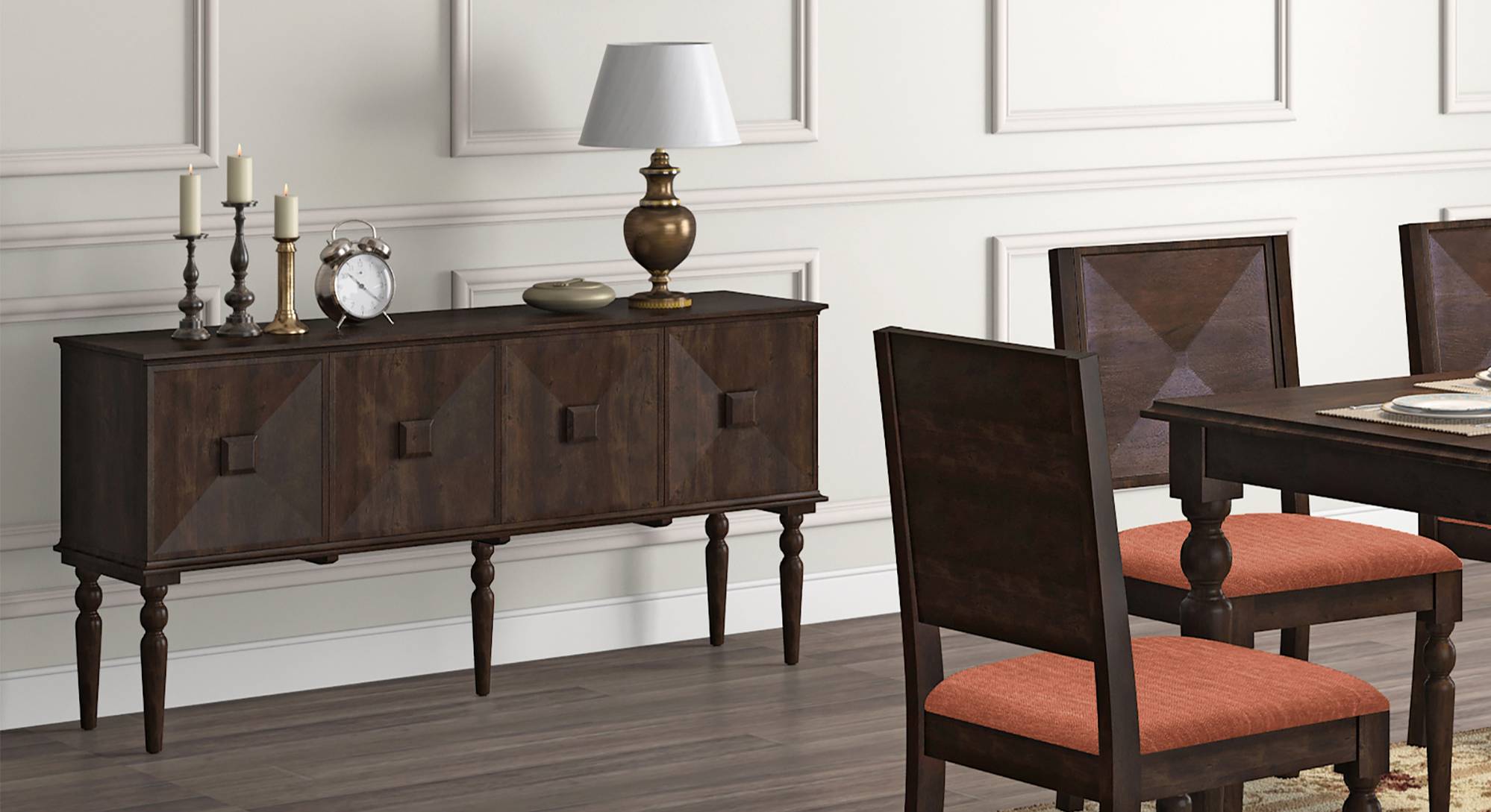 Mirasa Solid Wood Sideboard in Mango Walnut Finish Urban Ladder