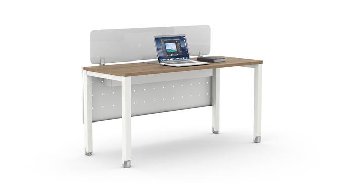 SOS LiteOffice SmallOffice Linear Workstation Single Person- with Modesty and Glass (White) Privacy Screen (Persian Walnut) 1200LX600DX750mm Ht (Laminate Finish) by Urban Ladder - Front View Design 1 - 667844