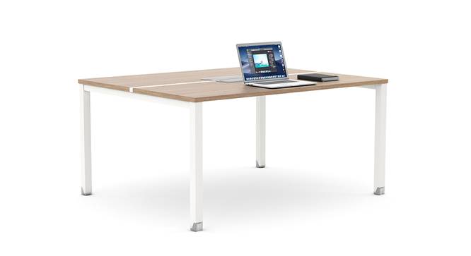 SOS LiteOffice SmallOffice Linear Workstation Two Person back to back (Persian Walnut) 1200LX1200DX750mm Ht (Laminate Finish) by Urban Ladder - Front View Design 1 - 667855
