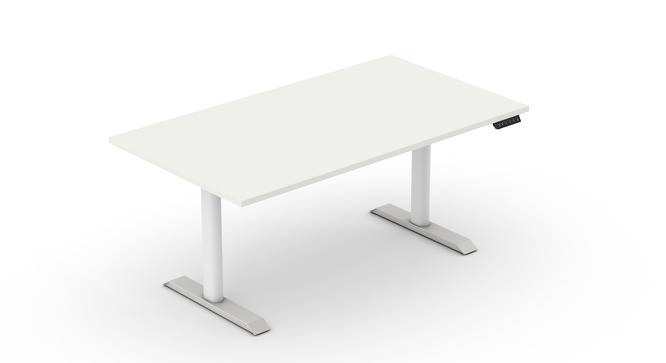 SOS LiteOffice SmallOffice Height Adjustable Table (Everest White) 1500LX750DX750mm Ht (Laminate Finish) by Urban Ladder - Front View Design 1 - 667876